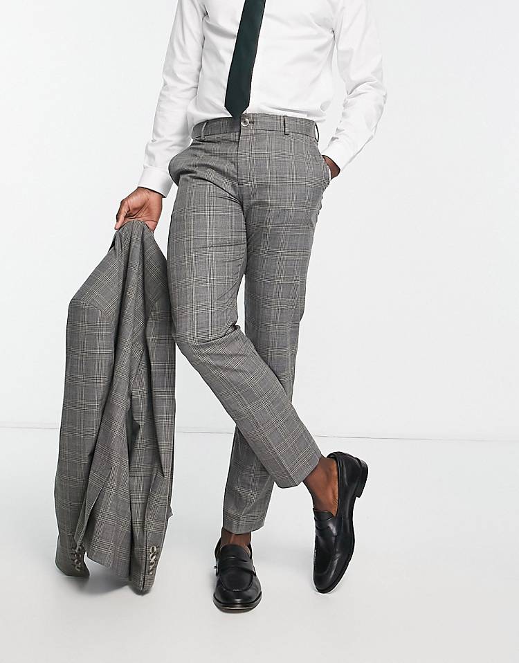 Selected Homme slim fit suit pants in gray check